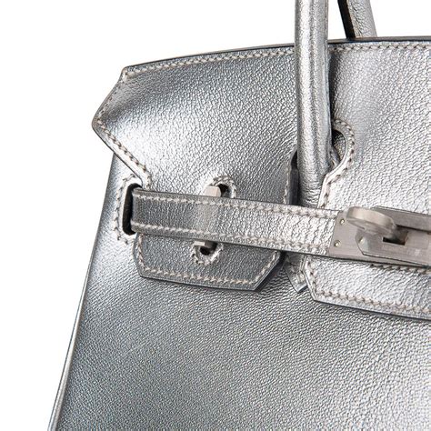 rare silver metallic chèvre leather hermes birkin bag|Hermes Birkin silver bag.